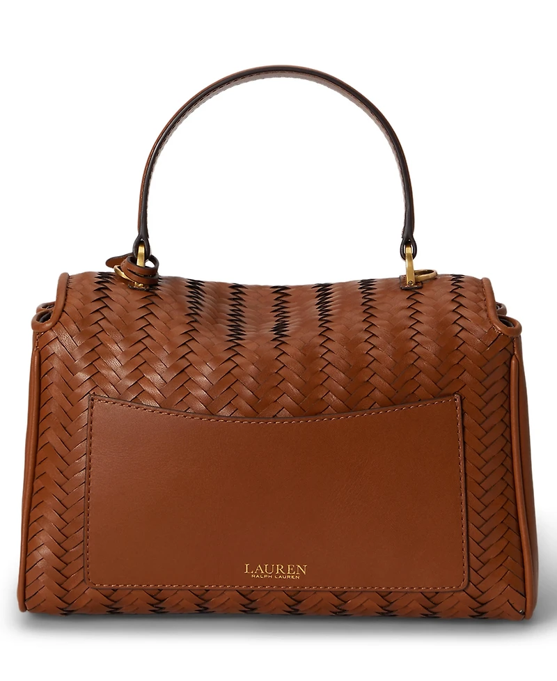 Lauren Ralph Lauren Farrah Woven Leather Small Satchel Handbag