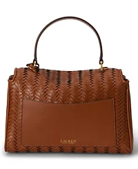 Lauren Ralph Lauren Farrah Woven Leather Small Satchel Handbag
