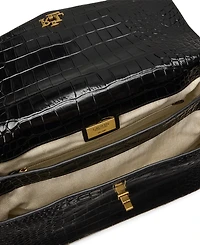 Lauren Ralph Farrah Soft Embossed Medium Leather Satchel Handbag