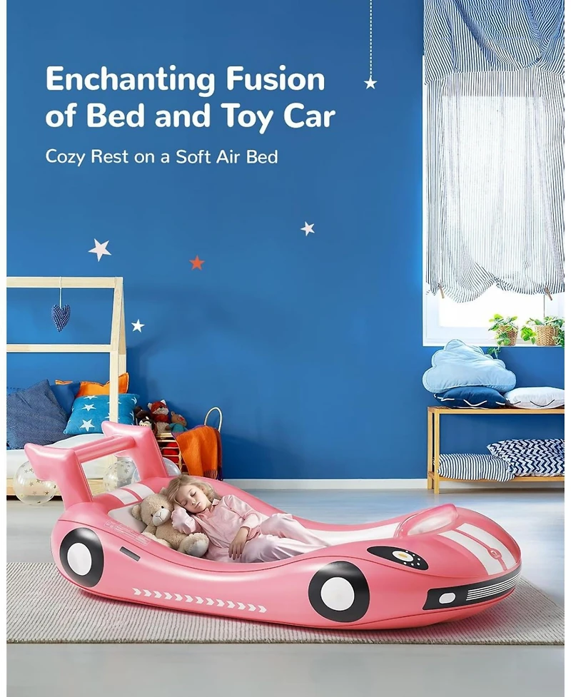 Qpau Inflatable Toddler Travel Bed with Side Rails, Portable Toddler Air Mattress for Camping and Travel, Hand Pump Included