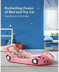 Qpau Inflatable Toddler Travel Bed with Side Rails, Portable Toddler Air Mattress for Camping and Travel, Hand Pump Included