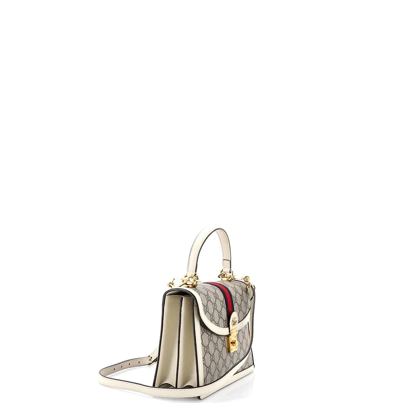 Pre-Owned Gucci Small Ophidia Flap Top Handle Bag Gg Coated Canvas