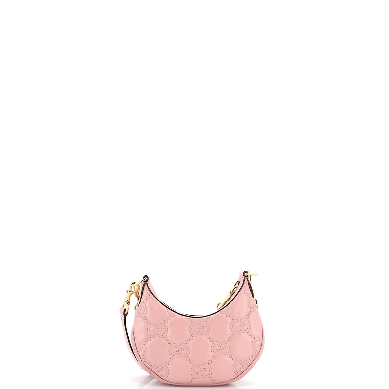 Pre-Owned Gucci Mini Half Moon Hobo Gg Matelasse Leather