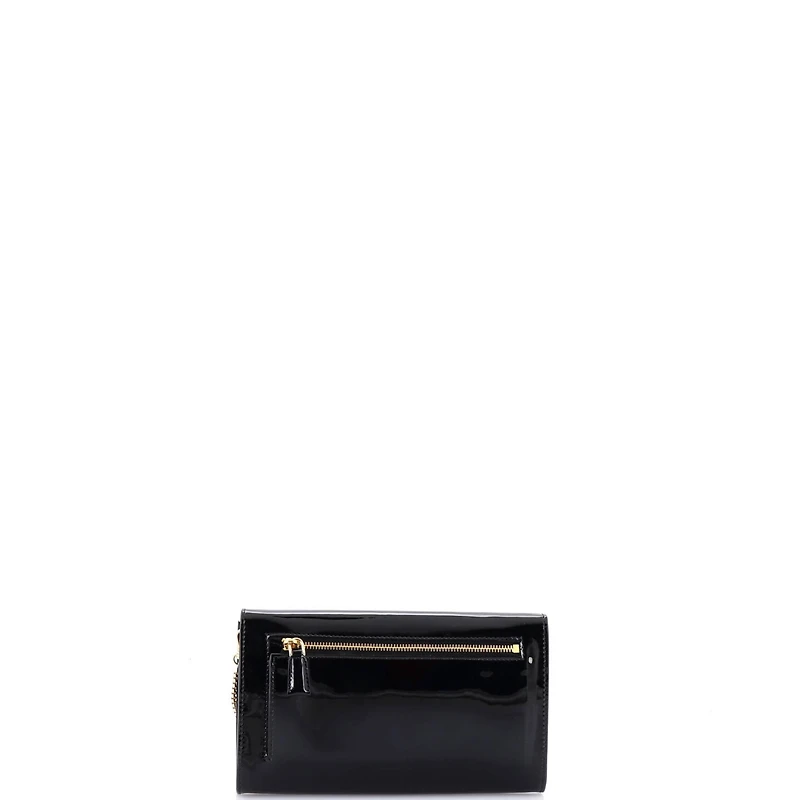Pre-Owned Prada Mini Triangle Logo Envelope Chain Clutch Patent