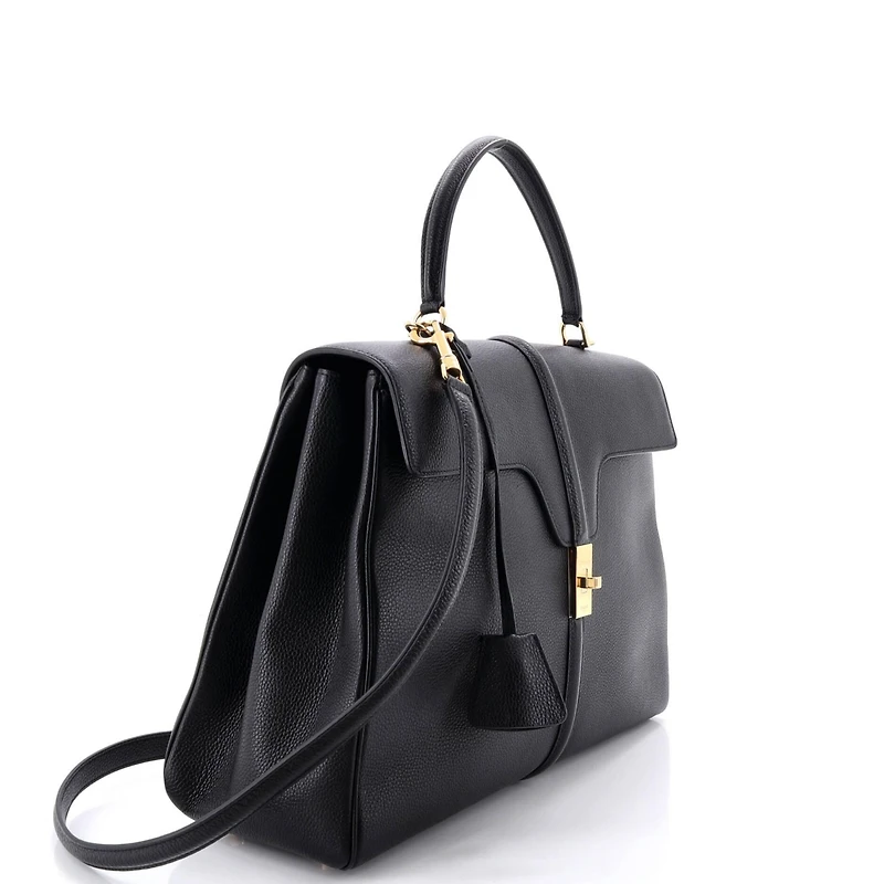 Pre-Owned Celine Medium 16 Top Handle Bag Grained Calfskin