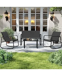 Sugift 4 Pcs Patio Furniture Set Outdoor Rocker Chair Conversation Set