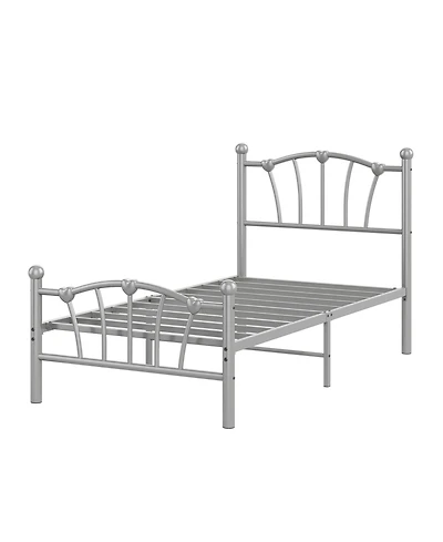 Homfan Heart-Shaped Metal Platform Bed Frame with Headboard and Footboard, Quiet Slat Support