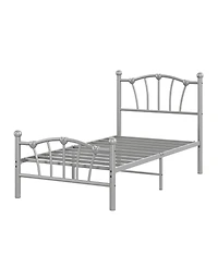 Homfan Heart-Shaped Metal Platform Bed Frame with Headboard and Footboard, Quiet Slat Support