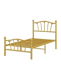 Homfan Heart-Shaped Metal Platform Bed Frame with Headboard and Footboard, Quiet Slat Support
