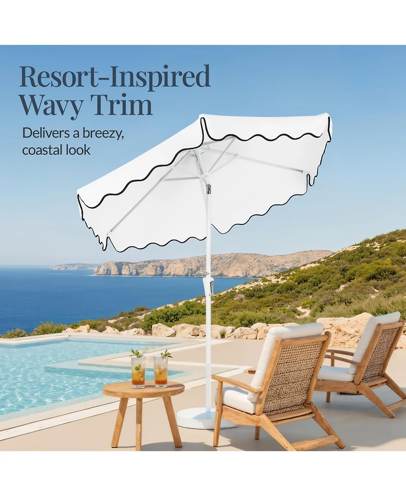 Best Choice Products 7.5feet Patio Market Umbrella with Wavy Trim, Fade-Resistant, Crank and Tilt, Wind Vent