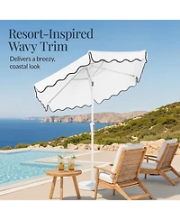 Best Choice Products 7.5feet Patio Market Umbrella with Wavy Trim, Fade-Resistant, Crank and Tilt, Wind Vent