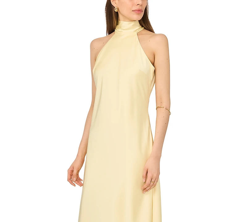 CeCe Women's Draped Tie Back Halter Dress