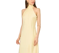CeCe Women's Draped Tie Back Halter Dress