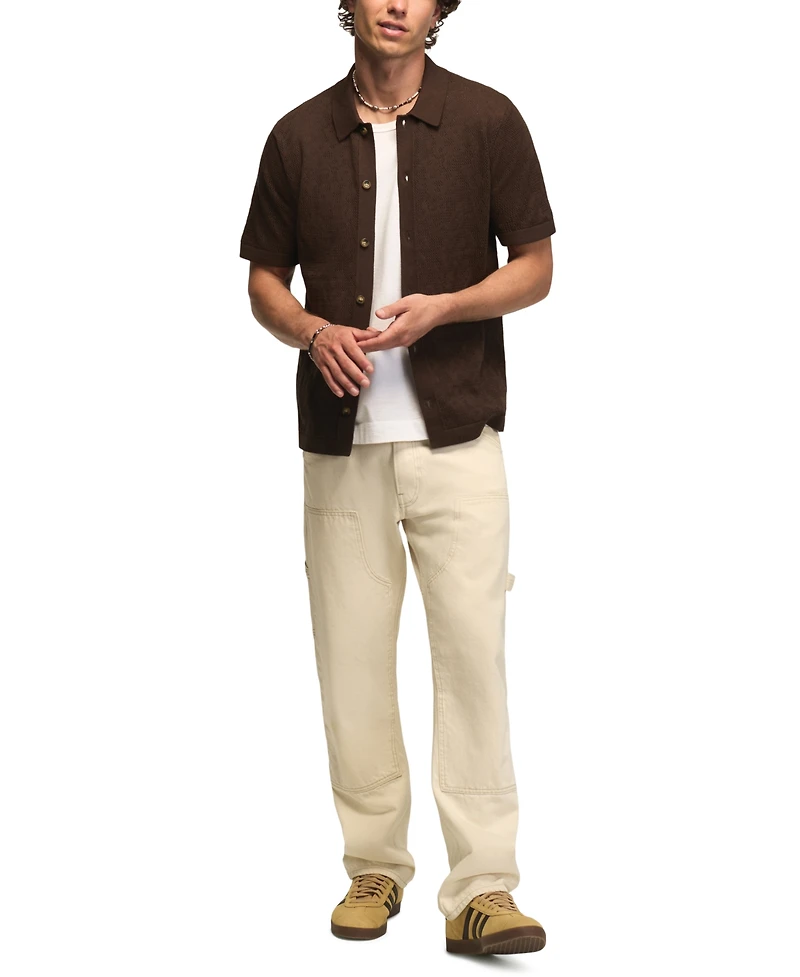 Lucky Brand Men's Intarsia Lace Short-Sleeve Sweater