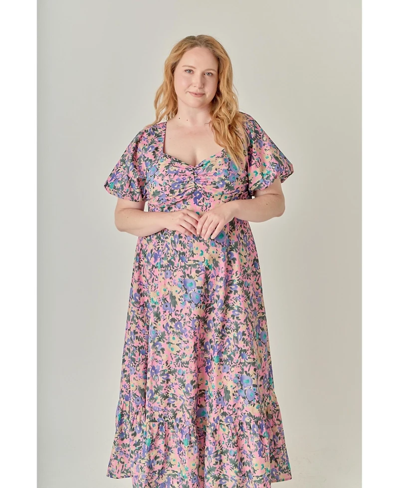 English Factory Plus Open Back Tie Maxi Dress