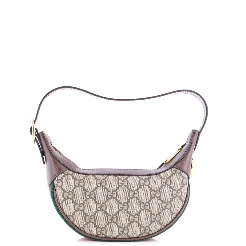 Pre-Owned Gucci Mini Ophidia Half Moon Bag Gg Coated Canvas
