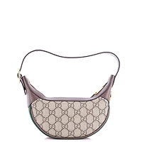 Pre-Owned Gucci Mini Ophidia Half Moon Bag Gg Coated Canvas