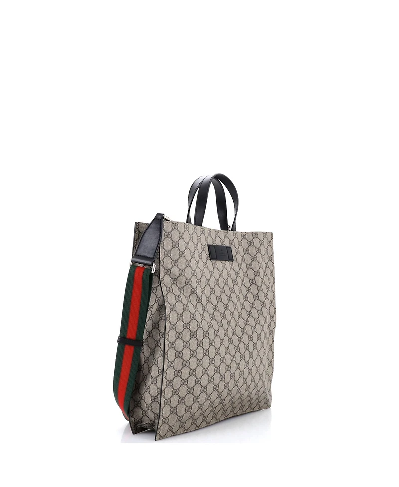 Pre-Owned Gucci Tall Convertible Soft Open Tote Gg Coated Canvas