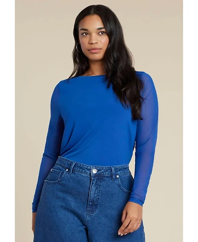 Eloquii Women's Sheer Sleeve Tee