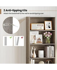 Gymax 2PCS 6-Tier Bookshelf w/Open Shelves Anti-Tipping Kits for Living Room Bedroom