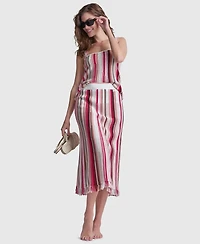 Dkny Jeans Women's Pointelle Stitch Striped Midi Skirt