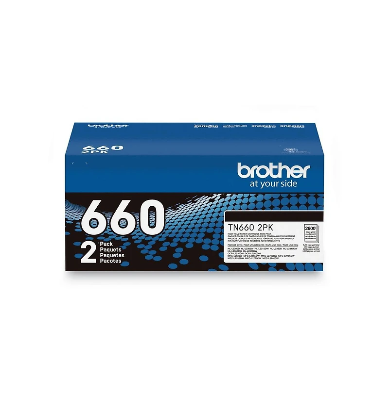 Brother TN6602PK 2600 Page Yield High Yield Toner Cartridge, 2 Pack