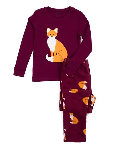 Leveret Toddler Matching Family Two-Piece Pajamas - Cotton Top and Fleece Plaid Pants