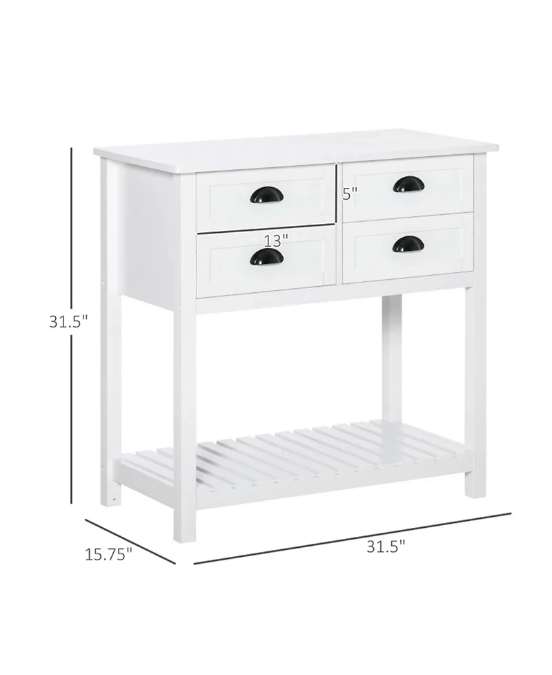 Clihome 31.5" H Storage Cabinet with 4 Drawers, White Mdf Entryway Organizer Coffee Bar