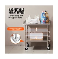 Sugift Stainless Steel Work Table 24x28x30 in Commercial Prep Table 3-Sided Backsplash