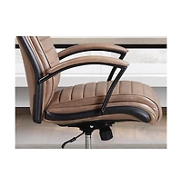 Parker Living High Back Top Grain Leather, Wood, Metal Swivel, Adjustable Height, Tilt Lock, Casters Leather Desk Chair