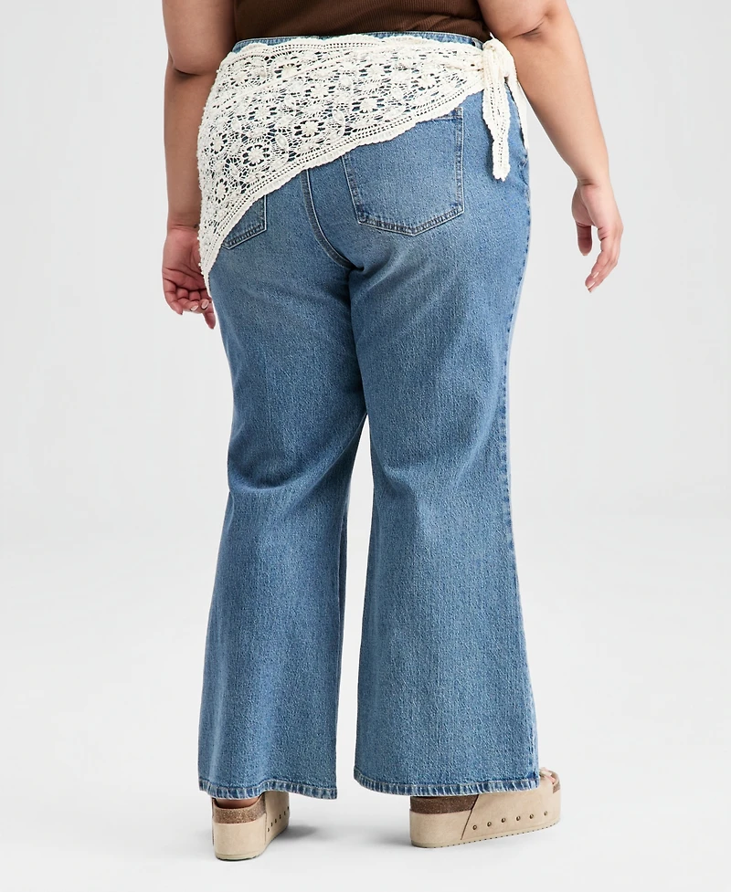 And Now This Plus Crocheted-Scarf Flare Jeans, Macy's Exclusive