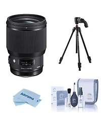 Sigma 85mm f/1.4 Dg Hsm Art Lens for Nikon F, Bundle with Slik U8800L 3-Section Aluminum Tripod with Hybrid 3-Way Pan Head, Cleaning Kit, Cleaning