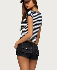 Edikted Women's Laia Striped V Neck T Shirt