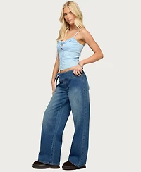 Edikted Women's Kerah Ruffle Button Tank Top