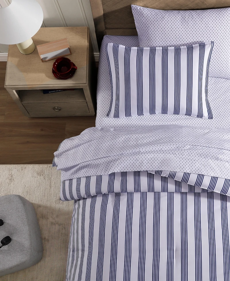 Tommy Hilfiger Campus Stripe Washed Microfiber -Pc. Comforter Set
