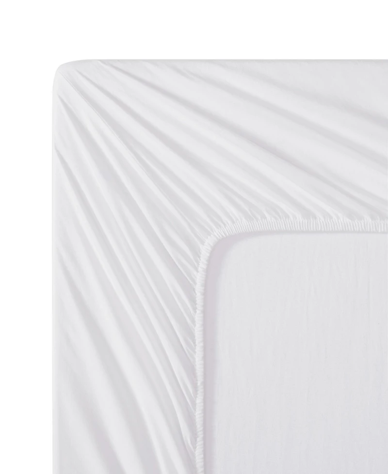 Tommy Hilfiger Essentials 300-Thread Count Solid Cotton Percale Fitted Sheet
