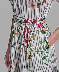 Karl Lagerfeld Paris Women's Short-Sleeve Striped Shirt Dress