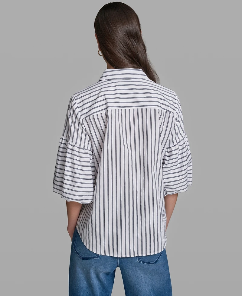 Karl Lagerfeld Paris Women's Short-Sleeve Striped Shirt