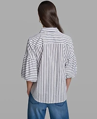 Karl Lagerfeld Paris Women's Short-Sleeve Striped Shirt