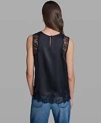 Karl Lagerfeld Paris Women's Sleeveless Lace Trim Cami Top
