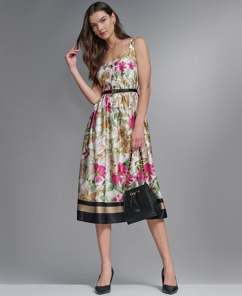 Karl Lagerfeld Paris Women's Sleeveless Belted Dress