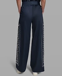 Karl Lagerfeld Paris Women's Mid-Rise Embroidery Pants
