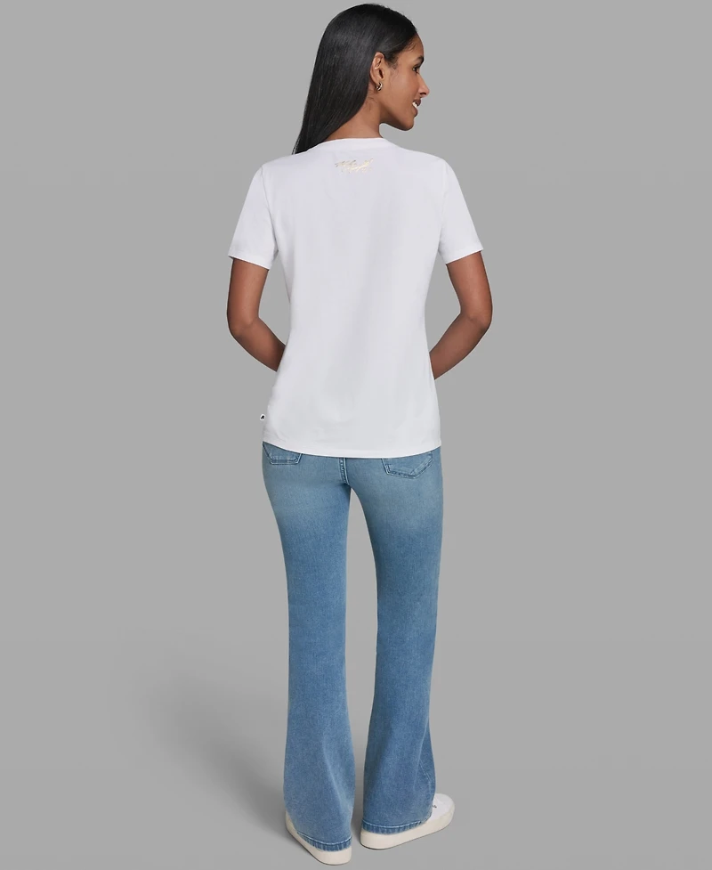 Karl Lagerfeld Paris Women's Crewneck Denim Logo T-Shirt