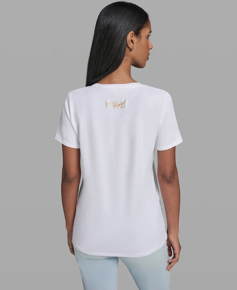 Karl Lagerfeld Paris Women's Logo Print Short-Sleeve T-Shirt
