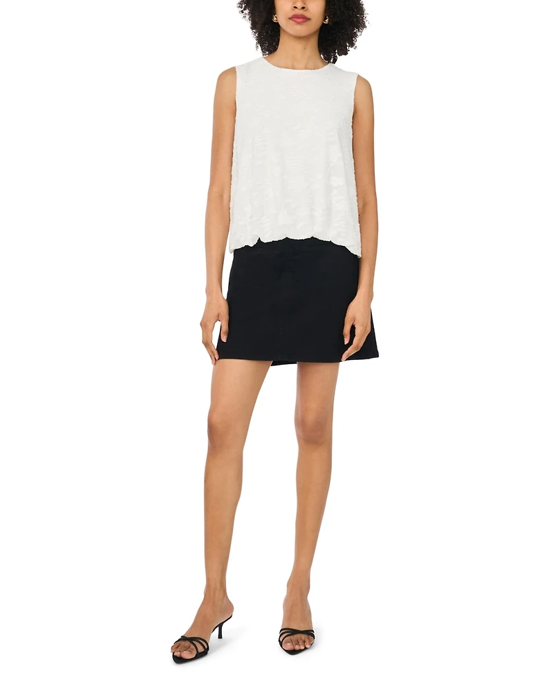 Vince Camuto Women's Bubble Hem Crewneck Sleeveless Top