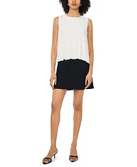 Vince Camuto Women's Bubble Hem Crewneck Sleeveless Top