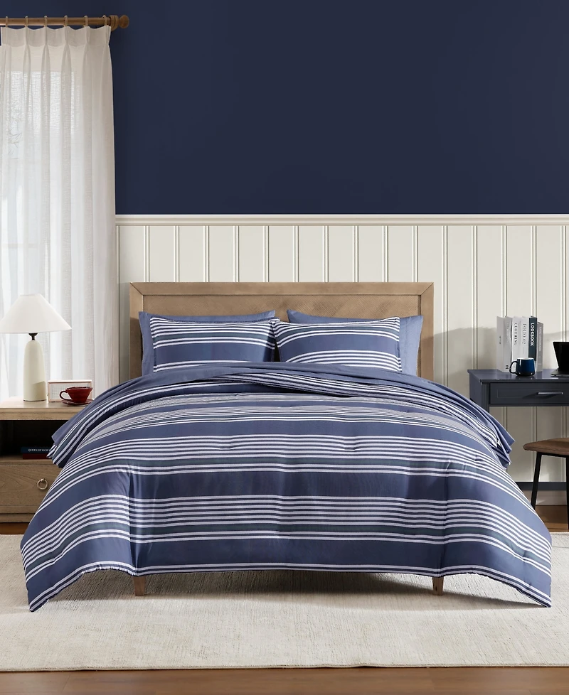 Tommy Hilfiger Lido Stripe Washed Microfiber -Pc. Comforter Set