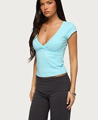 Edikted Women's Penelopy Overlap V Neck T Shirt