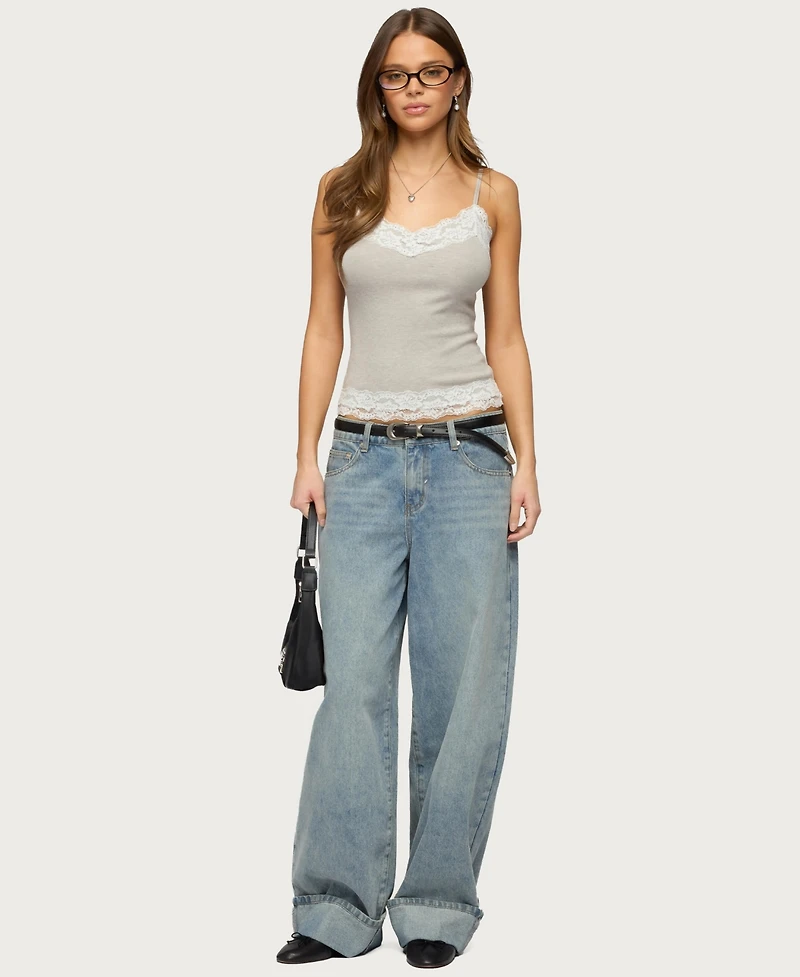 Edikted Women's Vieve Contrast Lacey Tank Top