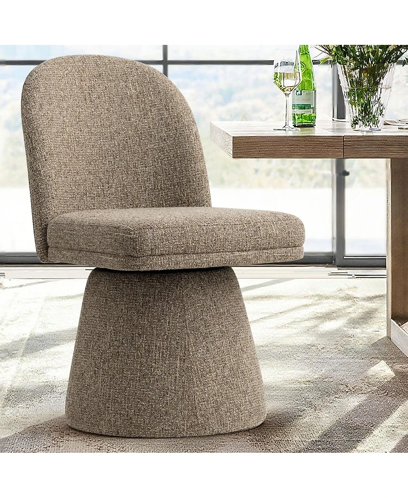 Maison Boucle 360degree(s) Swivel Upholstered Dining Chairs Set of 2, Modern Side